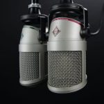 Podcast - Two Gray Condenser Microphones